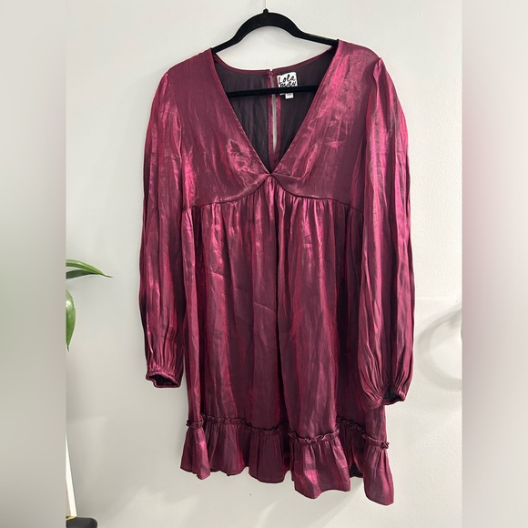Lola may smock dress in shimmer red wine - Picture 5 of 8